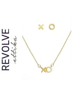 Revolve x Ettika Hugs & Kisses 18K Gold Plated XO Necklace & Earrings Set